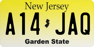 NJ license plate A14JAQ