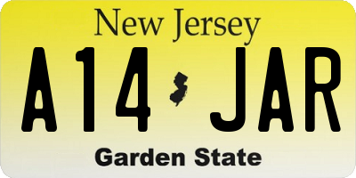 NJ license plate A14JAR