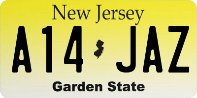 NJ license plate A14JAZ