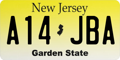 NJ license plate A14JBA