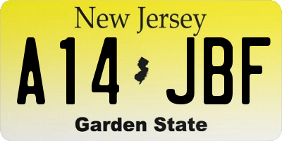 NJ license plate A14JBF