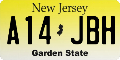 NJ license plate A14JBH