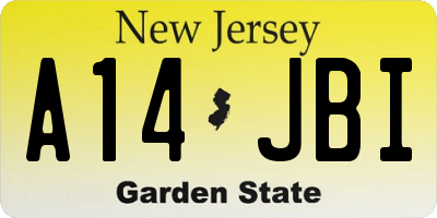 NJ license plate A14JBI