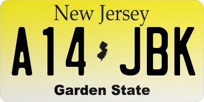 NJ license plate A14JBK