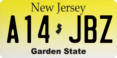 NJ license plate A14JBZ