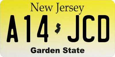 NJ license plate A14JCD