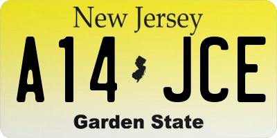 NJ license plate A14JCE