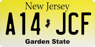 NJ license plate A14JCF