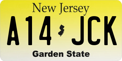 NJ license plate A14JCK