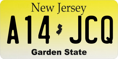 NJ license plate A14JCQ