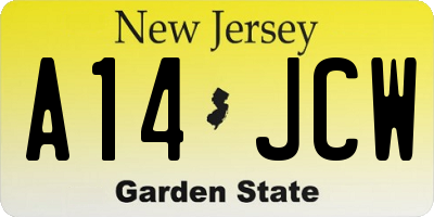 NJ license plate A14JCW