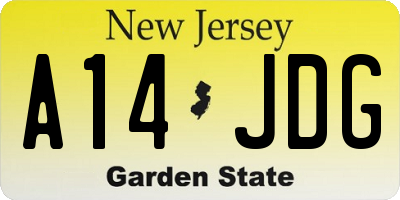 NJ license plate A14JDG