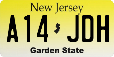 NJ license plate A14JDH