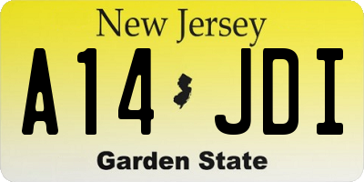 NJ license plate A14JDI