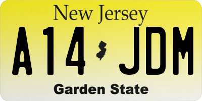 NJ license plate A14JDM