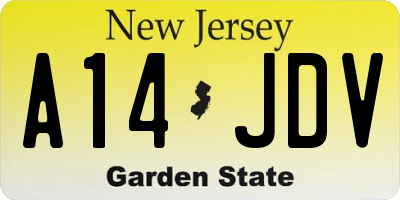 NJ license plate A14JDV