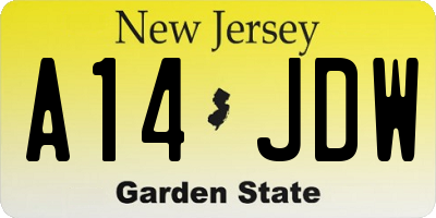 NJ license plate A14JDW