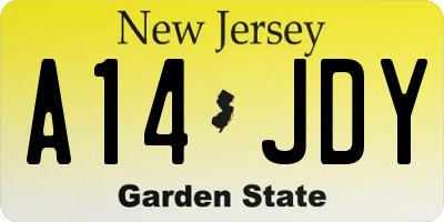 NJ license plate A14JDY