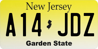 NJ license plate A14JDZ