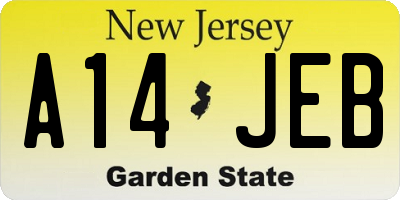 NJ license plate A14JEB