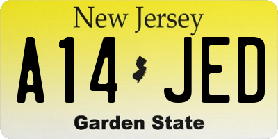 NJ license plate A14JED