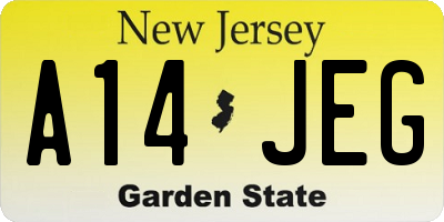 NJ license plate A14JEG