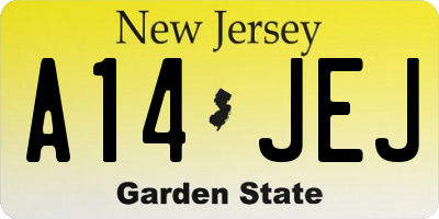 NJ license plate A14JEJ