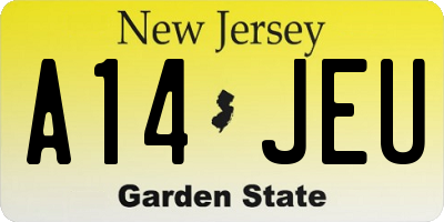 NJ license plate A14JEU