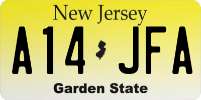 NJ license plate A14JFA