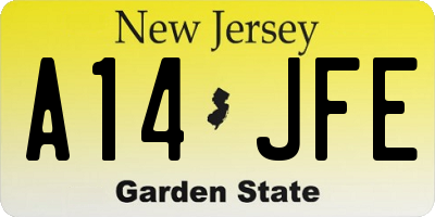 NJ license plate A14JFE