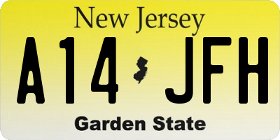 NJ license plate A14JFH