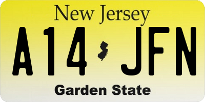 NJ license plate A14JFN