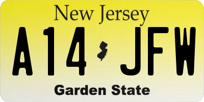 NJ license plate A14JFW