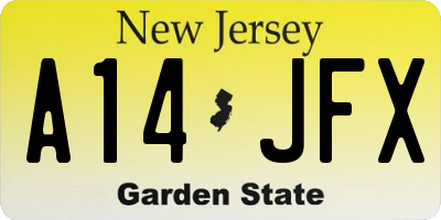 NJ license plate A14JFX