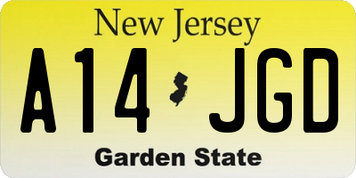 NJ license plate A14JGD