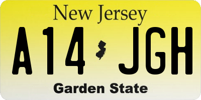NJ license plate A14JGH