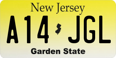 NJ license plate A14JGL