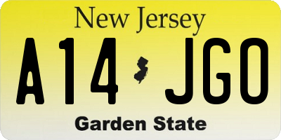 NJ license plate A14JGO