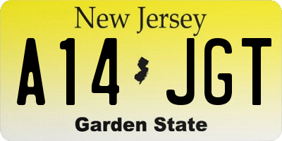 NJ license plate A14JGT