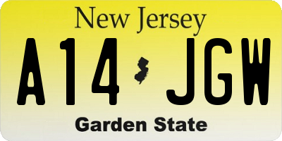 NJ license plate A14JGW