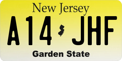 NJ license plate A14JHF