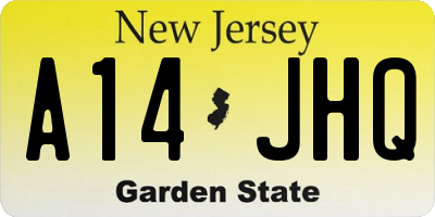 NJ license plate A14JHQ