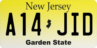 NJ license plate A14JID