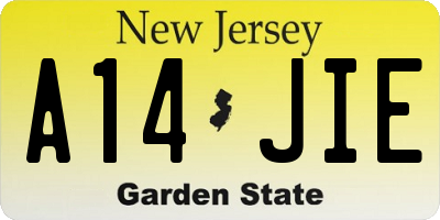 NJ license plate A14JIE