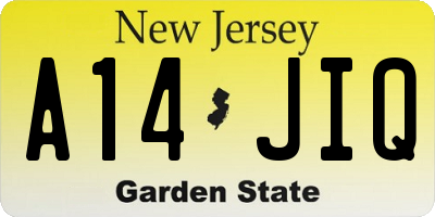 NJ license plate A14JIQ