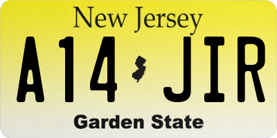 NJ license plate A14JIR