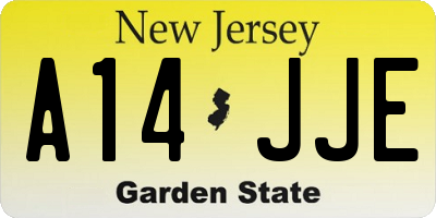 NJ license plate A14JJE