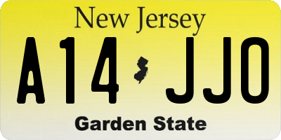 NJ license plate A14JJO