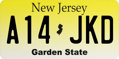 NJ license plate A14JKD