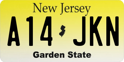 NJ license plate A14JKN